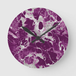 Reloj Redondo Mediano Elegante Chic Violeta Púrpura Patrón Abstracto