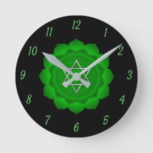 Reloj Redondo Mediano Elegante Corazón Verde Chakra Chi Zen Yoga Espiri