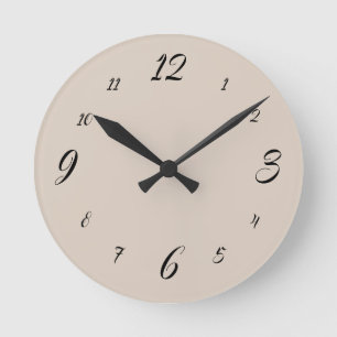 Reloj Redondo Mediano Elegante crema beige y negro