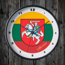 Reloj Redondo Mediano Elegante de bandera lituana y knight de Lituania