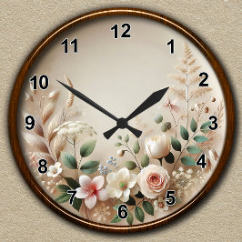 Reloj Redondo Mediano Elegante diseño de jardín floral de personalizable