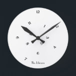 Reloj Redondo Mediano Elegante Diversión Jumble Números De La Habitación<br><div class="desc">Personalizado, personalizado, divertido y genial cantidad de números de acrílico reloj de pared redondo en blanco y negro para su habitación, casa, oficina. Parece que todas sus horas están desconcertadas, localizadas de manera descabellada, pero asombrosamente funciona. Simplemente teclee tu nombre / nombre de empresa / nombre de novia & novio...</div>