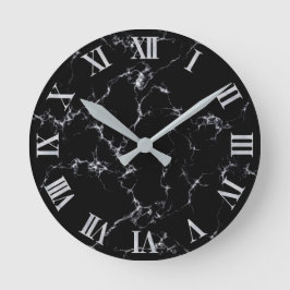Reloj Redondo Mediano Elegante estilo de mármol4 - Blanco y negro