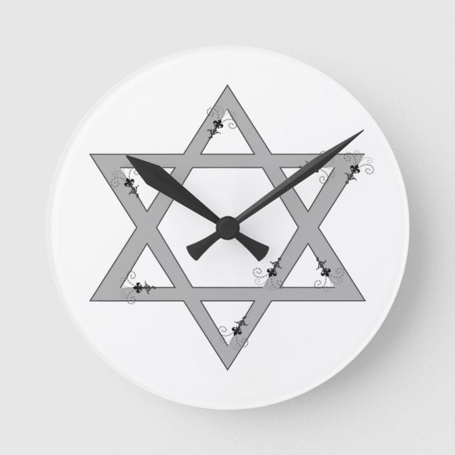 Reloj Redondo Mediano elegante estrella de David (Anverso)