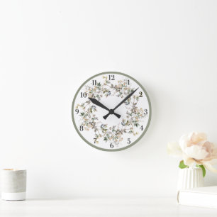 Reloj Redondo Mediano Elegante Floral