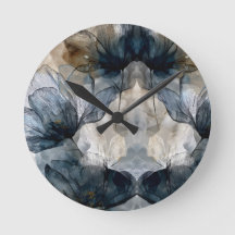 Elegante Floral Acuarela Abstracta Azul