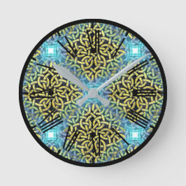 Reloj Redondo Mediano Elegante fondo victoriano de Golden Trim Aqua