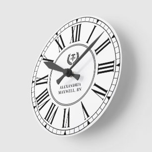 Reloj Redondo Mediano Elegante graduación de la escuela de Enfermería RN