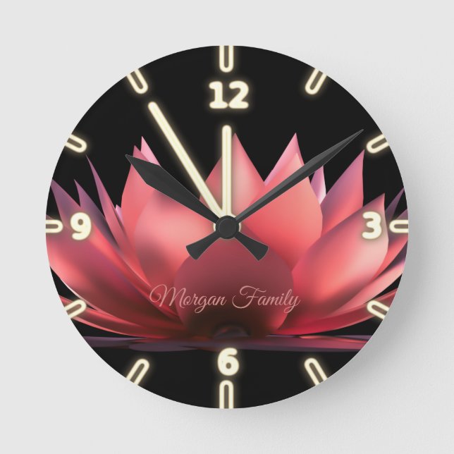 Reloj Redondo Mediano Elegante Lotus Black (Anverso)