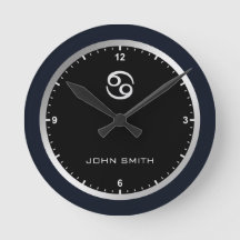 Elegante Marco azul oscuro Rótulo zodiaco Personal