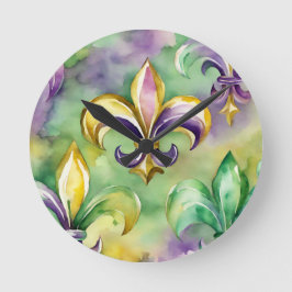 Reloj Redondo Mediano Elegante Mardi Gras Pastel
