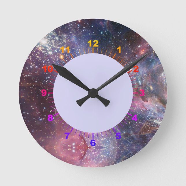 Reloj Redondo Mediano Elegante paisaje moderno del espacio azul negro ro (Anverso)