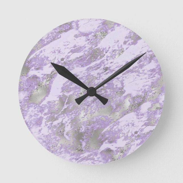 Reloj Redondo Mediano Elegante patrón de Moda abstracta morada (Anverso)
