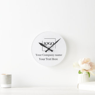 Reloj Redondo Mediano Elegante plantilla de tu logo personalizada