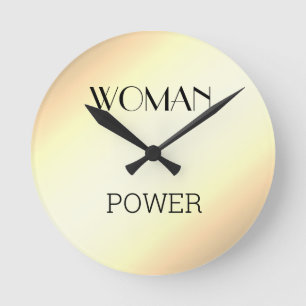 Reloj Redondo Mediano Elegante poder femenino de oro metálico