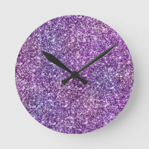 Reloj Redondo Mediano Elegante Púrpura Resumen Diseño de Moda