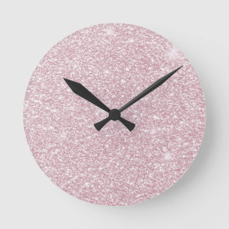 Reloj Redondo Mediano Elegante purpurina de chicas chaval rosa abstracto