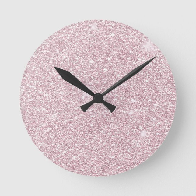 Reloj Redondo Mediano Elegante purpurina de chicas chaval rosa abstracto (Anverso)