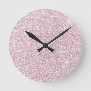 Reloj Redondo Mediano Elegante purpurina negro, abstracto y moderno