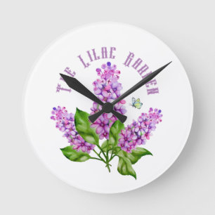 Reloj Redondo Mediano Elegante rama lila acuarela