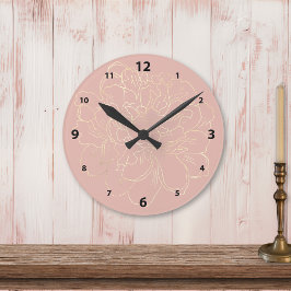 Reloj Redondo Mediano Elegante Rubor Cream Gold Floral