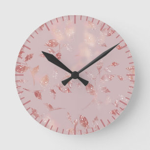 Reloj Redondo Mediano Elegante Rubor Rosa Gold