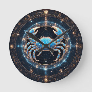 Reloj Redondo Mediano Elegante Signo del Zodiaco Cáncer
