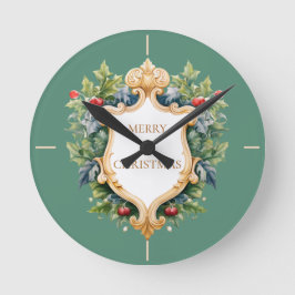 Reloj Redondo Mediano Elegante tarjeta de Navidades Escudos