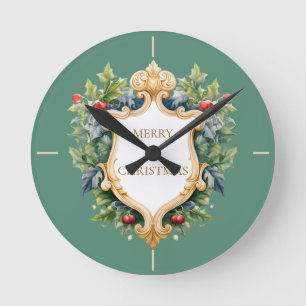 Reloj Redondo Mediano Elegante tarjeta de Navidades Escudos