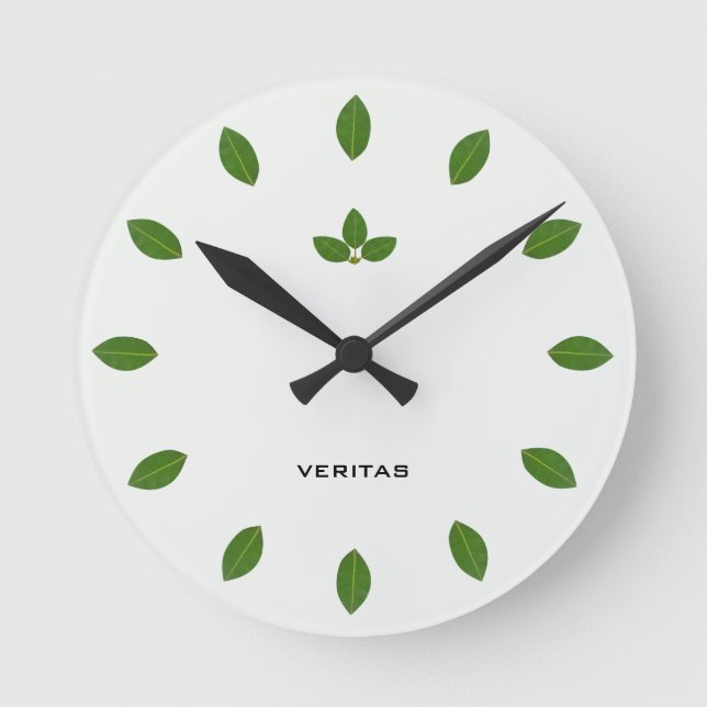 Reloj Redondo Mediano Elegante y elegante hojas de árbol de la bahía ver (Anverso)