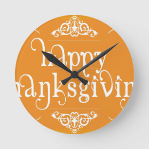 Reloj Redondo Mediano elegante y feliz día de acción de gracias