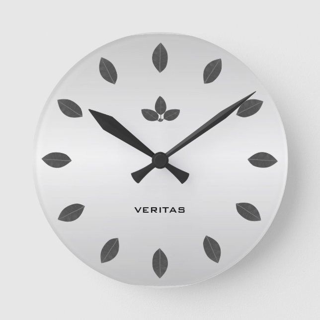 Reloj Redondo Mediano Elegantes hojas de árbol de la bahía (Anverso)
