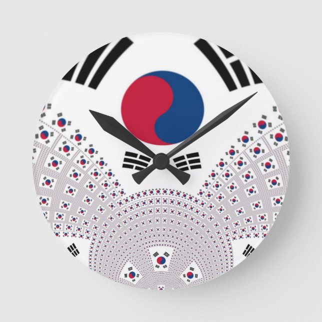 Reloj Redondo Mediano Elementos de la bandera roja y azul (Anverso)