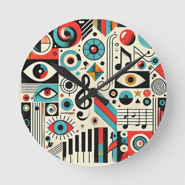 Reloj Redondo Mediano Elementos musicales y artísticos (Anverso)