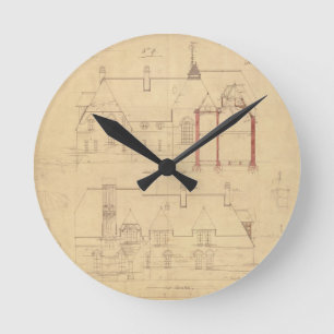 Reloj Redondo Mediano Elevaciones para la casa roja, brezo de Bexley