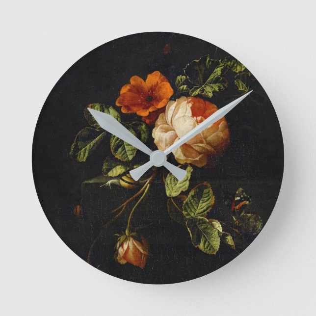 Reloj Redondo Mediano Elias van den Broeck, Vida fija con Rosas (Anverso)