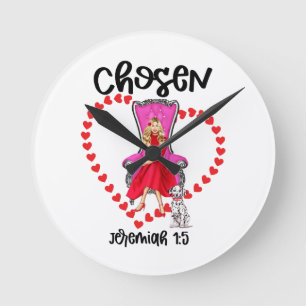Reloj Redondo Mediano Elije Jeremiah 1:5 Día de San Valentín Dios