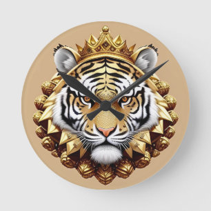 Reloj Redondo Mediano Emblema de la Cresta del Tigre Dorado