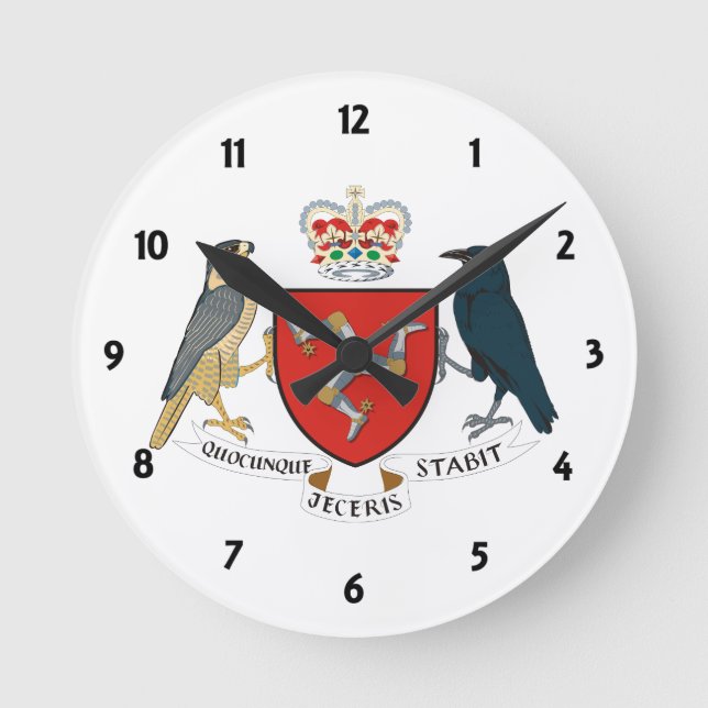 Reloj Redondo Mediano emblema de la isla del hombre (Anverso)