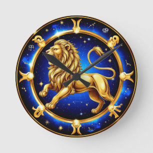 Reloj Redondo Mediano Emblema de Leo del Zodiaco