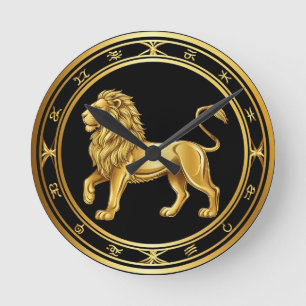 Reloj Redondo Mediano Emblema de Leo del Zodiaco