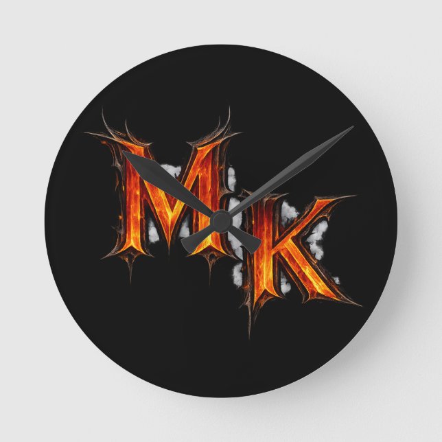 Reloj Redondo Mediano Emblema gótico infernal MK (Anverso)