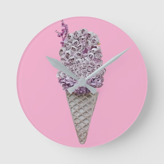 Reloj Redondo Mediano embudo Rosa (Anverso)