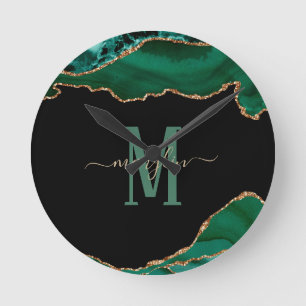 RELOJ REDONDO MEDIANO EMERALD AND GOLD AGATE MONOGRAM