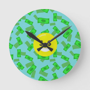 Reloj Redondo Mediano emoji con ojos de dinero