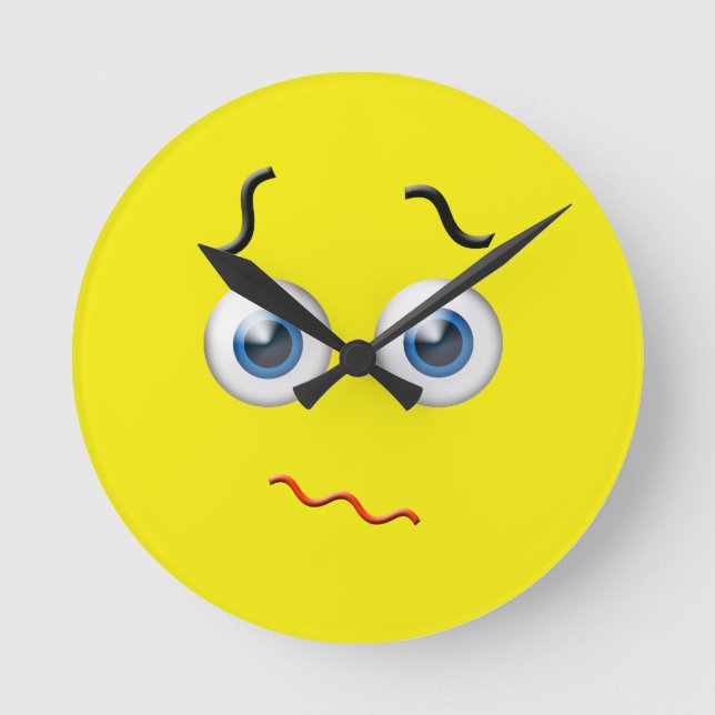 Reloj Redondo Mediano Emoji confusa (Anverso)