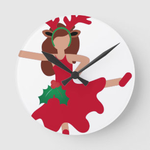 Reloj Redondo Mediano emoji de bailarina de flamenco de Navidad