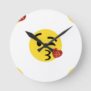 Reloj Redondo Mediano emoji de beso purpurina