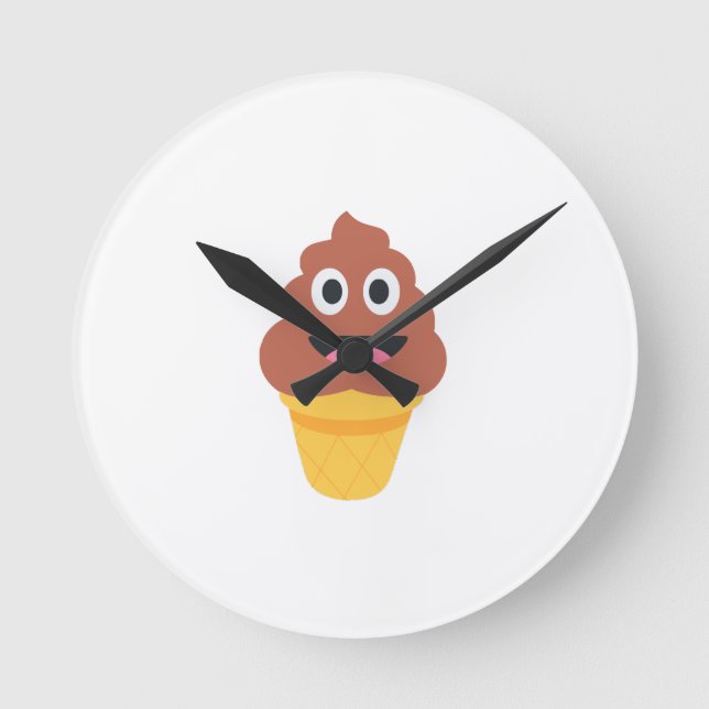 Reloj Redondo Mediano emoji de caca de helado (Anverso)