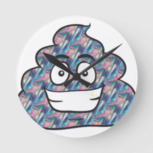 Reloj Redondo Mediano emoji de caca holográfica